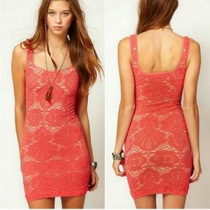 Free People Intimates bodycon dress coral, m/l (fits like a small)